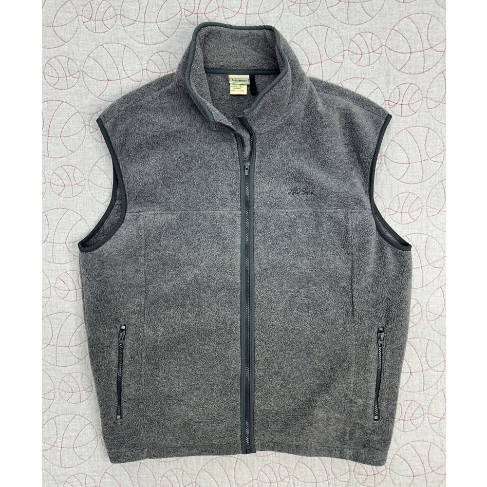 L.L. Bean Fleece Vest Gray Full Zip Made in USA / Mens XL Tall